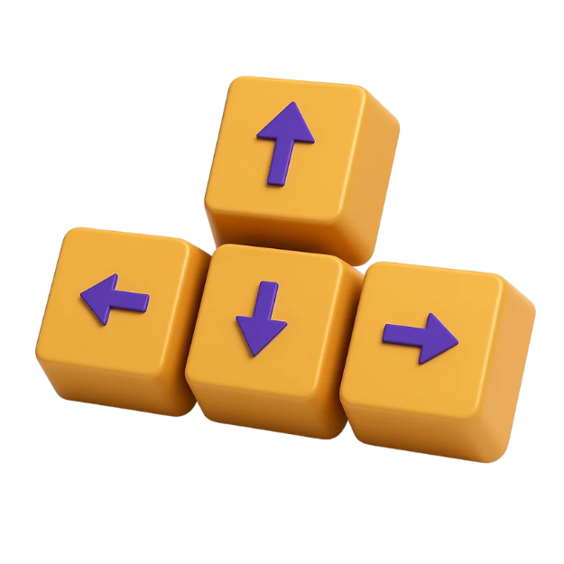 Illustration of a keyboard with navigation arrows, representing accessible keyboard navigation features